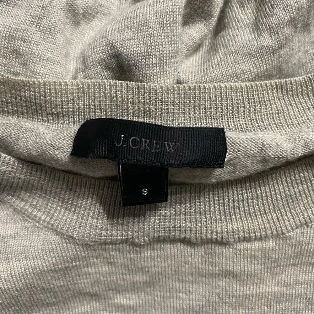 J Crew Gray 100% Merino Wool Exclamation Point Tippi 3/4 Sleeve Sweater